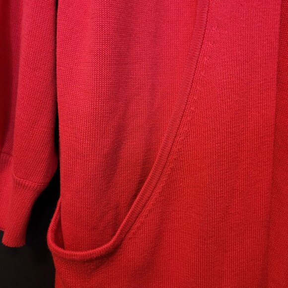 Vintage Cardigan Red Side Effects No Closure Womens Large Nice Drape Pockets - Picture 2 of 6
